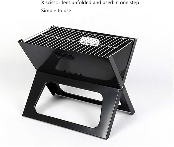 Christmas Party Charcoal Grill Outdoor X-Shaped Barbecue Grill is Convenient for Folding Barbecue BBQ Grill BBQ Stove Charcoal Grill BBQ Grill (Color : Stainless Steel Color)