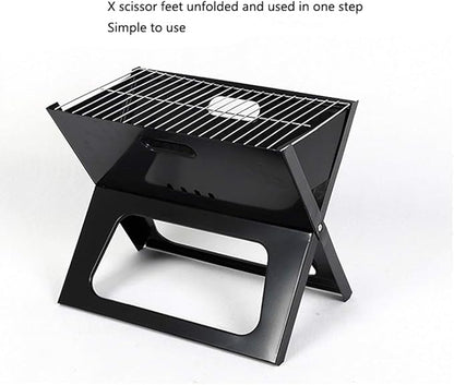 Christmas Party Charcoal Grill Outdoor X-Shaped Barbecue Grill is Convenient for Folding Barbecue BBQ Grill BBQ Stove Charcoal Grill BBQ Grill (Color : Stainless Steel Color)