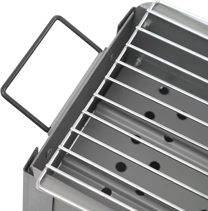 Portable Charcoal BBQ Grill with Adjustable Height, 24x7x25 Inches, Durable Folding Design for Outdoor Cooking & Picnics, Large Grilling Area