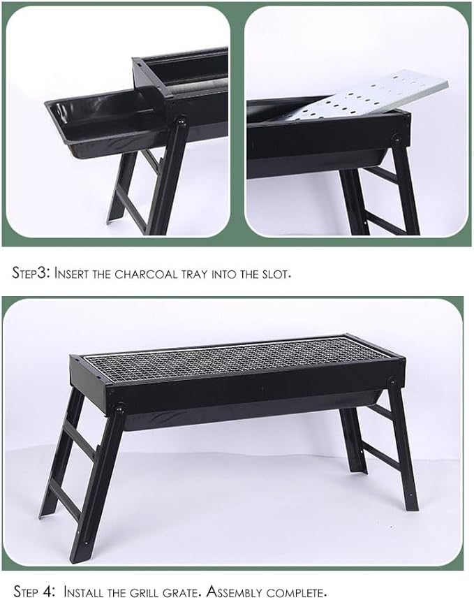Barbecue Charcoal Grill Stainless Steel Folding Portable BBQ Tool Kits for Camping Hiking Picnics, Travel, Garden, Outdoor