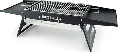 J&V TEXTILES Folding Portable Charcoal Grill, Tailgate Traveler Grill, Foldable Sturdy Durable Tabletop, Large Cooking Area 17x12" BBQ Backyard Outdoor Camping Beach Picnic Hiking (Black)