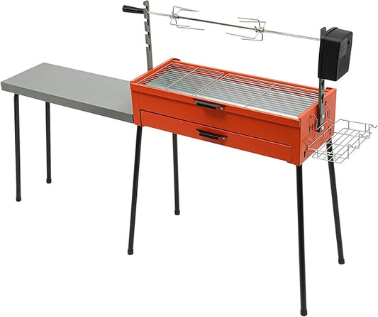 Barbecue Charcoal Grill, Stainless Steel Barbecue Grill with Detachable Table, Load 44.1 Lbs, with 27.95 x 11.02In Large Grilling Area, 4 Height Adjustable for Outdoor Cooking Camping Picnics
