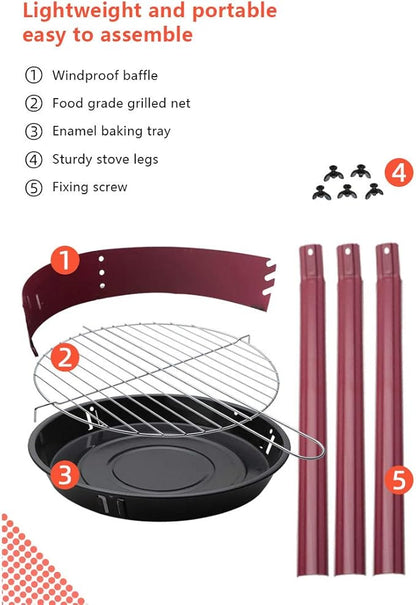 Portable Barbecue Charcoal Grill Stainless Steel Small Charcoal Grill Mini BBQ Tool Kits for Outdoor Cooking Camping Picnics Beach （Size: 38x49.5cm）