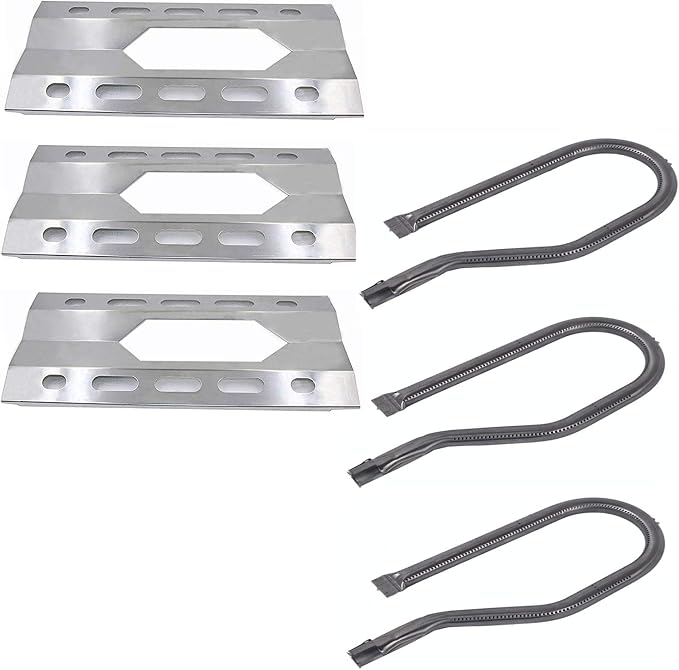 SN1281(3-Pack) SA0801 (3-Pack) 17 5/16" Stainless Steel Heat Plate and Burner Replacement for Costco Kirkland 720-0108, Nexgrill 720-0011, 720-0047-U Gas Grills