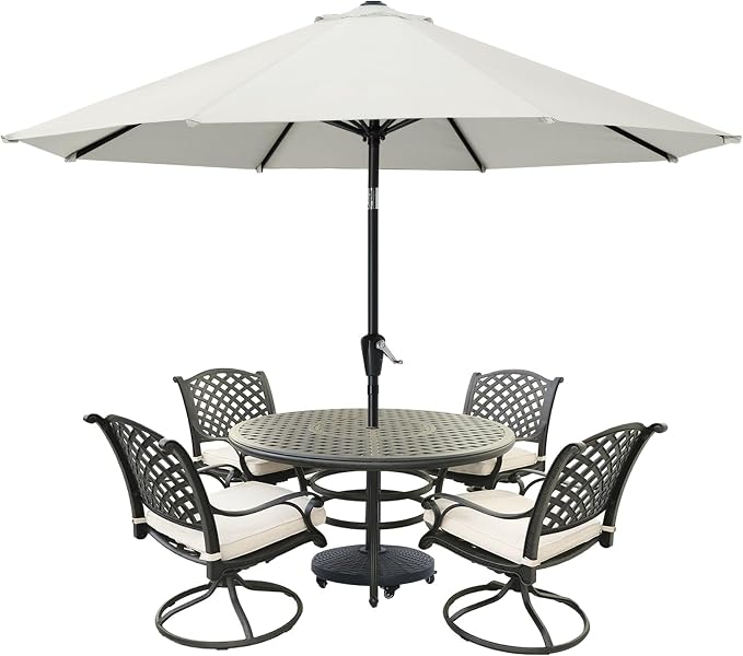 MASTERCANOPY 9ft Patio Umbrella with Tilt & Crank, Light Beige | 8 sturdy ribs;UV/water resistant;Vent;easy setup;for garden/deck/backyard/pool