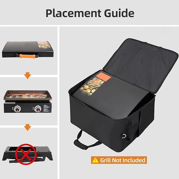 NOELIFE Carry Bag for Blackstone 22 inch Tabletop Griddle with Hood Lid, Reinforced Hardware & Rip-Proof Heavy Duty Fabric, Outdoor BBQ Grill Carrying Case, Black (Bag Only)