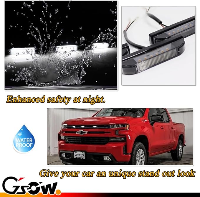 3 PCS Super Bright White LED Grille Light for 2019/2020-up Chevrolet Silverado 1500 2500HD 3500HD, Position Smoked Lens with Sturdy Mount Bracket - White