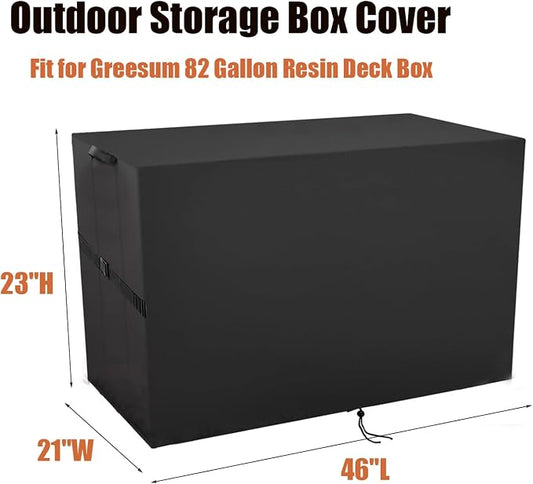 Outdoor Storage Box Cover for Greesum 82 Gallon Resin Deck Box | Waterproof Deck Box Covers Resin Storage Bin Cover - 46"L x 21"W x 23"H