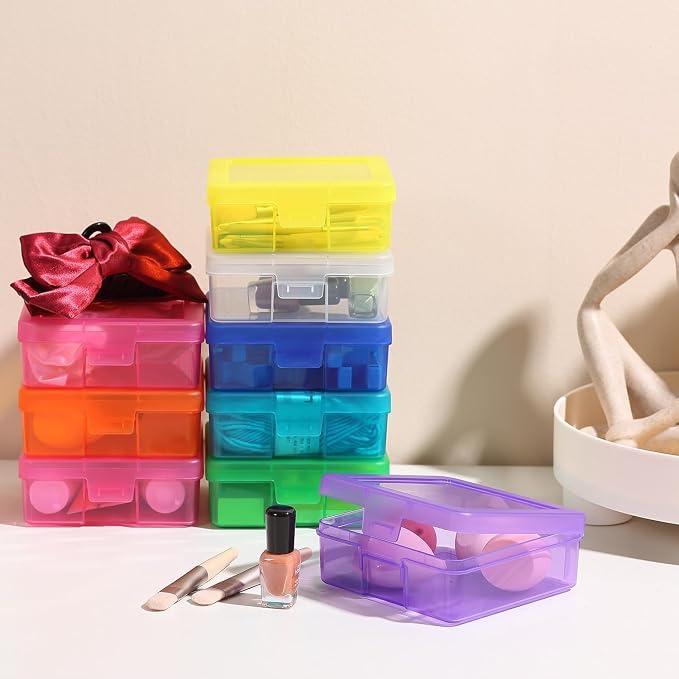 18 Pack Plastic Hobby Art Craft Organizer with Boxs | Transparent View,Stackable,Clear,Space-Saving,Durable,See Through,Plastic,,Dust Protection