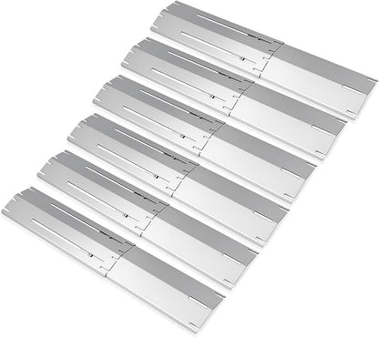 Universal replacement heavy duty adjustable heat plate shield,Burner cover,Flavorizer bar,heat Tent,Flamer tamer for gas grill models,Extends from 11.75"up to 21"L (304 Stainless Steel, 6 Pack)