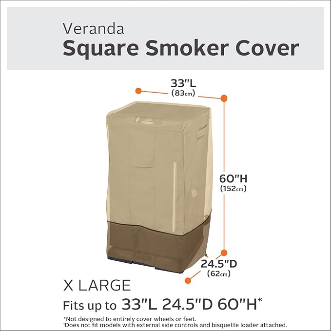 Classic Accessories Veranda Water-Resistant 33 Inch Square Smoker Grill Cover