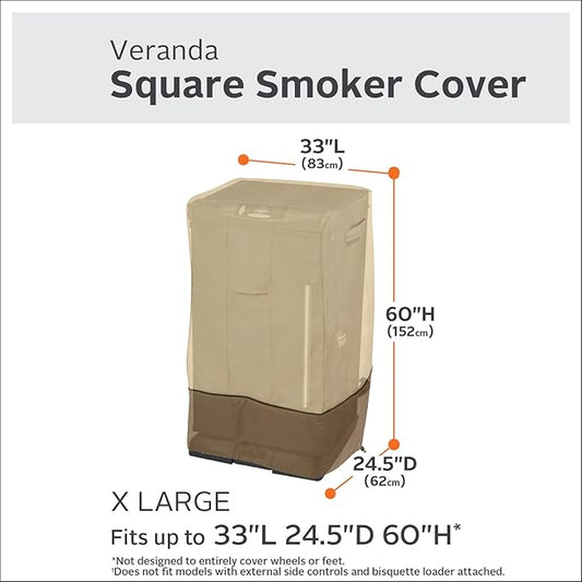 Classic Accessories Veranda Water-Resistant 33 Inch Square Smoker Grill Cover