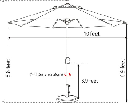 EliteShade USA 10-Year-Non-Fading 10Ft Market Patio Umbrella, UPF 50+ UV Protection Performance Sun Umbrella, Heavy Duty Commercial Grade Outdoor Table Umbrella with Crank, Windproof Vented Top for Garden, Pool, Deck and Outdoor Playsets, No Tilt, Roya...