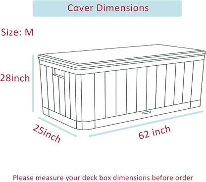 Deck Box Cover, Waterproof 600D Oxford, 62 x 28 x 25 in | Heavy-Duty 600D Fabric, Waterproof Protection, UV Resistant, Outdoor Storage Cover, Waterproof Outdoor Furniture Covers