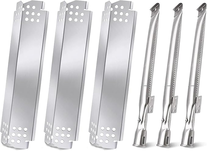 Criditpid Grill Replacement Parts for Nexgrill 3 Burner 720-0925S, 720-0894F, 2 Burner 720-0864M, 720-0864 Models, Grill Heat Plates and Burner for Kenmore, BBQ PRO, Backyard, Expert, Nexgrill Parts