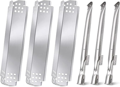Criditpid Grill Replacement Parts for Nexgrill 3 Burner 720-0925S, 720-0894F, 2 Burner 720-0864M, 720-0864 Models, Grill Heat Plates and Burner for Kenmore, BBQ PRO, Backyard, Expert, Nexgrill Parts