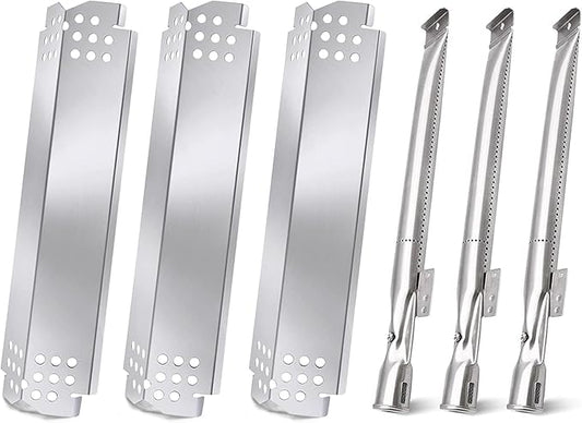 Criditpid Grill Replacement Parts for Nexgrill 3 Burner 720-0925S, 720-0894F, 2 Burner 720-0864M, 720-0864 Models, Grill Heat Plates and Burner for Kenmore, BBQ PRO, Backyard, Expert, Nexgrill Parts