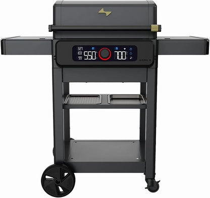 Current® Model G+ Dual Zone Electric Grill, Smart Electric Outdoor Grill with 200-700°F Range for Searing & Roasting, Independent Heat Zones, Apartment-Friendly & Weather-Resistant, Slate