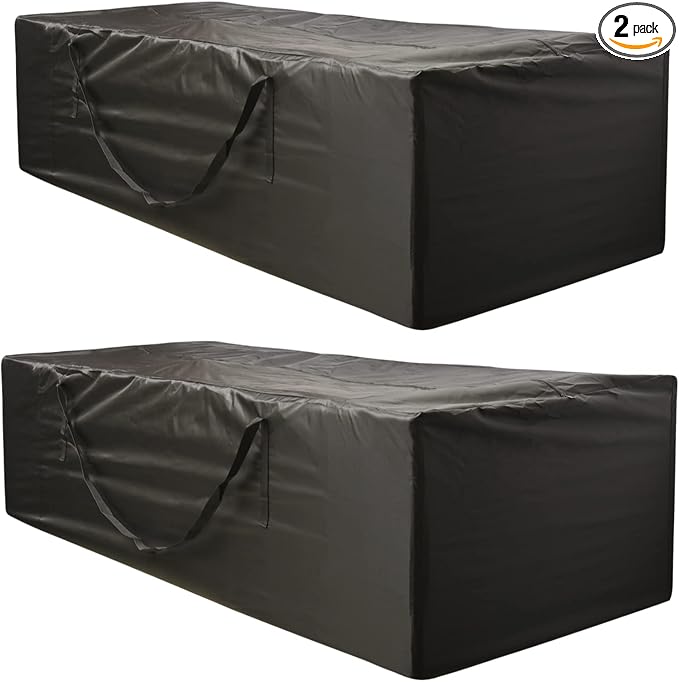 Outdoor Cushion Storage Bag 2 PCS, 68" Outdoor Pillow Storage with 2 Handles, Extra Large Opening Waterproof Zippered Patio Cushion Storage Bag XL