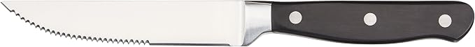 Amazon Basics 8-Piece Full Tang Stainless Steel Serrated Steak Knife Set, 4.5", Black