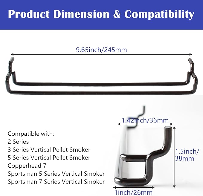 Cooking Grid Support Brackets for Pit Boss Replacement Parts, Compatible with Pit Boss 2 Series, 3 & 5 Series Vertical Smoker, Copperhead 7, Sportsman 5 & 7 Series Vertical Smoker, Pack of 2