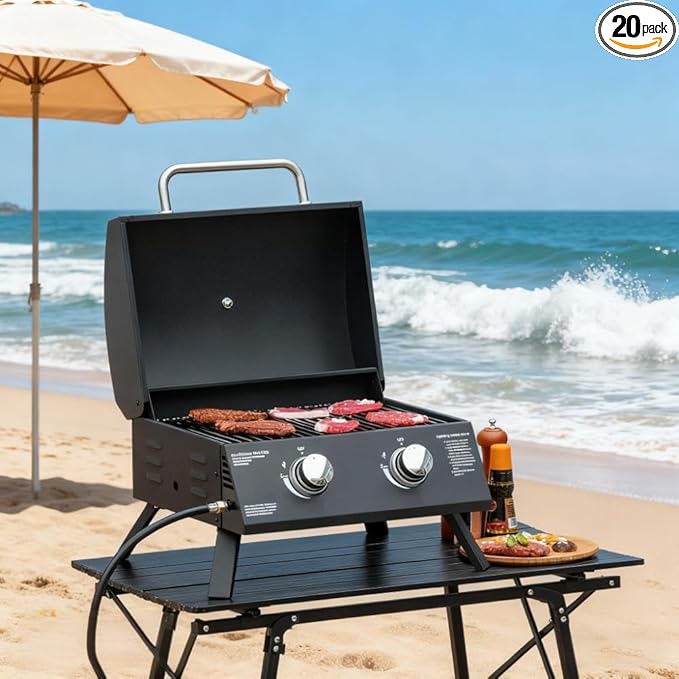 Portable Charcoal Grill for Outdoor Cooking, BBQ Smoker Grill Combo with Adjustable Charcoal Pan, Side Table, Thermometer & Wheels, Easy Clean Ashtray, Outdoor Grills & Smokers for Camping and Backya
