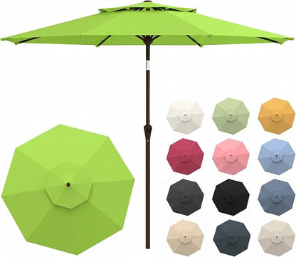 10FT Patio Umbrella, 2 Tier Outdoor Table Umbrella, Large Vented Market Umbrellas with Push Button Tilt and Crank, 8 Sturdy Ribs for Backyard, Deck, Pool, UPF50+ UV Protection