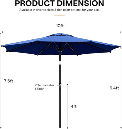 Sannwsg Outdoor Patio Umbrella,Table Umbrella with Push Button Crank,Market Umbrella with 8 Sturdy Ribs,Yard Umbrella