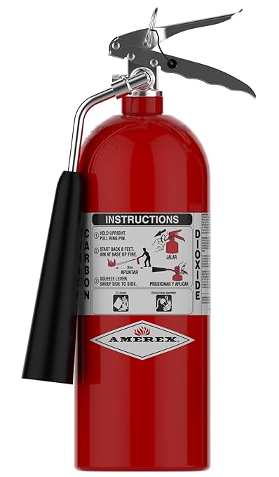 Amerex 322 5lb CO2 Fire Extinguisher with Chrome Plated Brass Valve and Wall Hanger