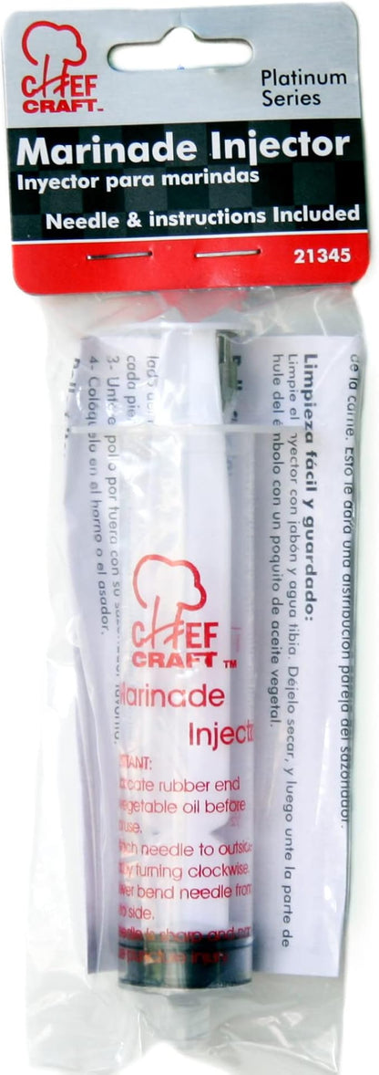 Chef Craft Select Plastic with Stainless Steel Needle Marinade Injector, 5 inch in length 1 ounce capacity+ Clear
