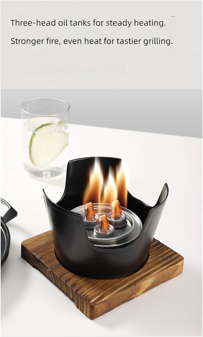 Mini charcoal Grill, 7.8in Portable Charcoal Grill with Wooden Base, Portable Grill Smokeless（Single Person）