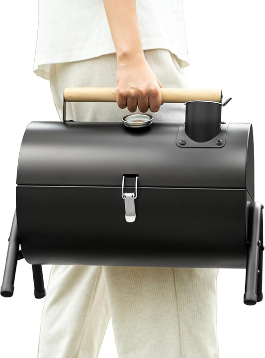 Portable Charcoal Grill for Camping & Outdoor BBQ, Compact Kettle Grill with Lid & Air Vents, Easy Carry Handle, Small Grill for Patio, Picnic, Tailgate (2–4 People)