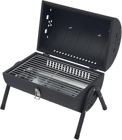 Portable Charcoal Grill,17 In Tabletop Charcoal Grill With 2 Baking Nets + Wooden Handle, Double-Sided Grilling, Bbq Charcoal Grills For Outdoor Cooking Camping, Picnics, Backyard. (Black)