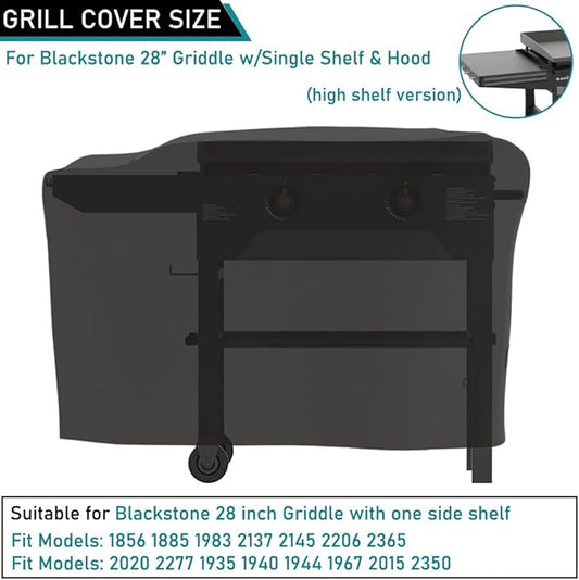 ZJYWSCH Cover for Blackstone 28" Griddle with Single Shelf Flat Top Grill 1856 1885 1983 2137 2145 2206 2370, for Blackstone Adventure Ready 22" On The Go 22" Culinary 2020 2277 2350 Griddle