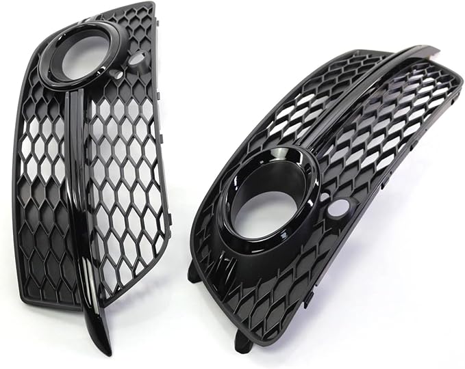 Fog Lamps Cover 2X Left Right Side Front Fog Light Grill Grille Cover Q5 SLine SQ5 4 Door for Sport 2014-2017 Honeycomb Hex Lamp Grills
