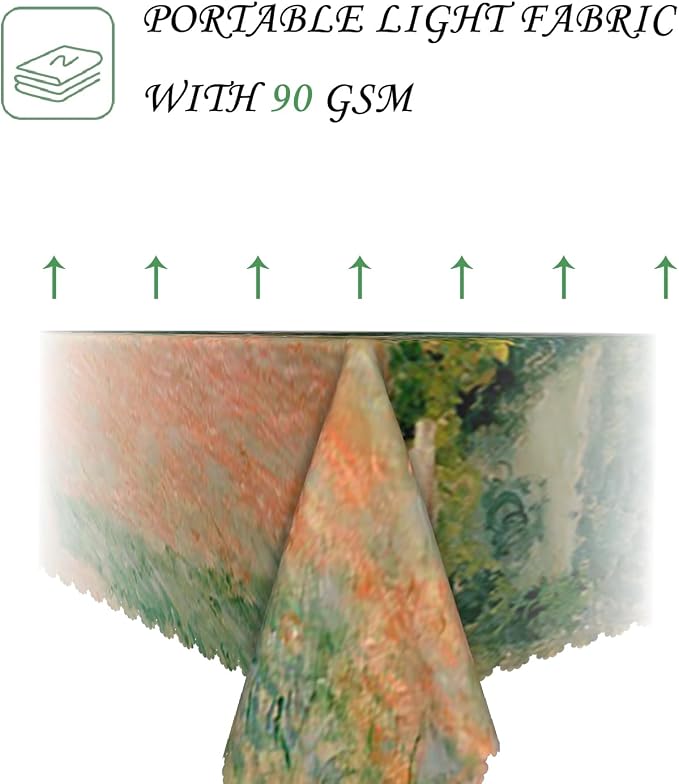 52x70 Inch Oil Painting Rectangle Tablecloth Monet Haystacks Series Table Cloth Impressionist Art Washable Durable Table Cover for Dining Garden BBQ Home Farmhouse Decor