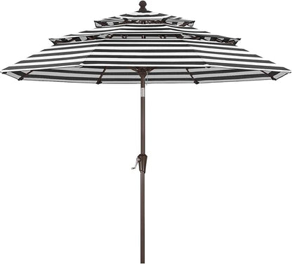 ABCCANOPY 5-Year 10-Year No Fading 9FT 3 Tiers Patio Umbrella, Outdoor Table Umbrella with 8 Sturdy Ribs for Deck, Backyard, Garden, Yard