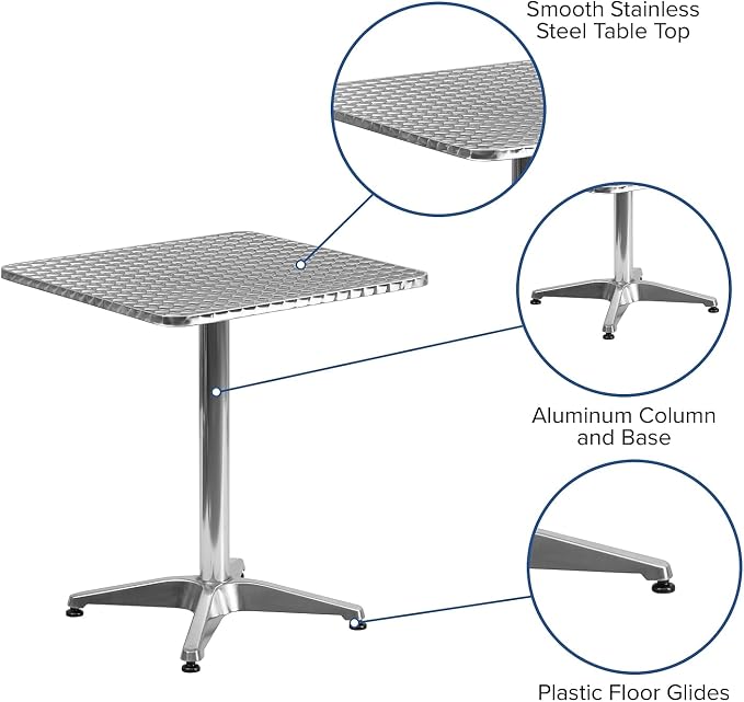 Flash Furniture Mellie 23.5'' Square Aluminum Indoor-Outdoor Table with Base