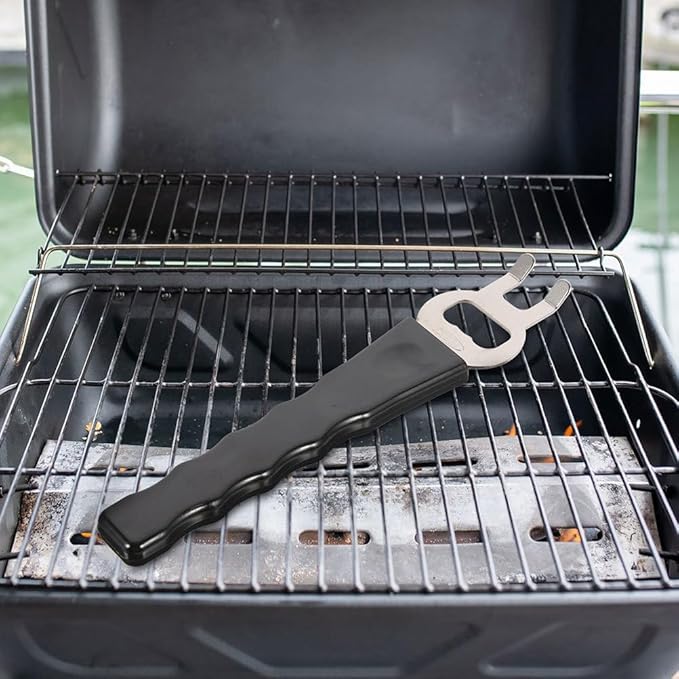 UKCOCO 2 Pcs Stainless Steel Grill Gripper and Hot Pan Lifter Tool - Anti-Scald Baking Tray Clip with Bottle Opener - Multi-Functional Kitchen Tongs for BBQ, Dish, Plate and Rack