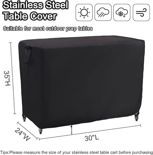 Kingling Prep Table Cover for 30 inch Keter Unity Table, Waterproof Outdoor Stainless Steel Table Cover Protection for Patio Metal Grill Work Table/Cart - 30''L x 24''W x 35''H