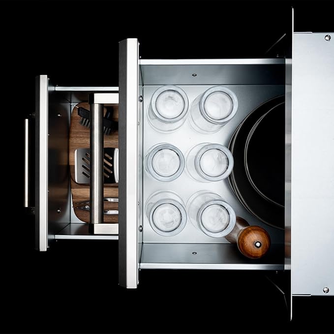SPIRE Stainless Steel Built-in Vertical Triple Drawers, 6" H + 10" H + 10" H, Perfect for Outdoor Cooking & Kitchens, BBQ, & Grill Islands, 780-0016C
