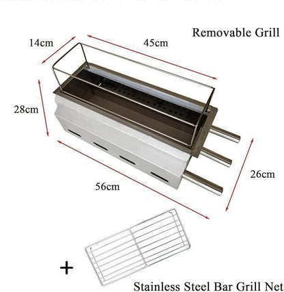Small Charcoal BBQ Grill Made from Stainless Steel, Portable Camping BBQ Smoker for Outdoor Barbecue/Tabletop Cooking Suitable for 3-5 people