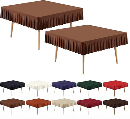 PARTISKY Brown Spandex Square Tablecloths 54x54 Inch, 2 Pack Wrinkle Free Fitted Card Table Cloth Stretch Square Table Cover for Kitchen Dinner, Holiday Party, Wedding Banquet, Display Trade Show