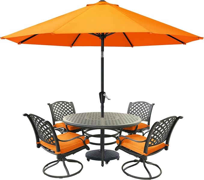 MASTERCANOPY 10ft Patio Umbrella with Tilt & Crank, Orange | 8 sturdy ribs;UV/water resistant;Vent;easy setup;for garden/deck/backyard/pool