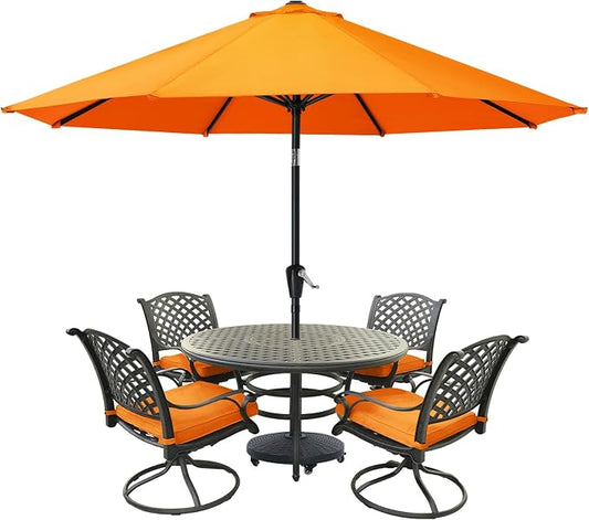 MASTERCANOPY 10ft Patio Umbrella with Tilt & Crank, Orange | 8 sturdy ribs;UV/water resistant;Vent;easy setup;for garden/deck/backyard/pool
