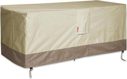 SheeChung Fire Pit Cover Rectangular 58"L x 28"W x 24"H,Waterproof 600D Heavy Duty Outdoor Fire Table Covers,56",57",58" Rectangular Cover Fits Propane Gas Fire Pit,Deck Box,Beige