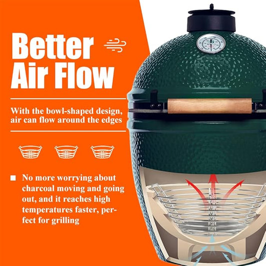 The Accessories for Big Green Egg, Ash Charcoal Basket for Large BGE, Parts for Big Green Egg, Stainless Steel Grill Ash Baskets for The Large(L) BGE and Kamado the Joe Classic(with Divider)