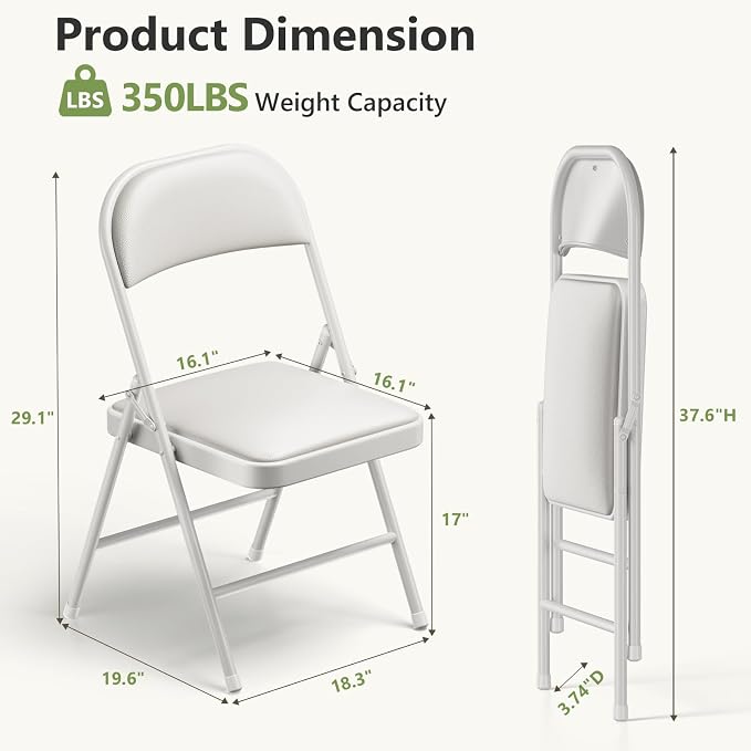 Folding Dining Table Set for 4, 5FT Foldable Plastic Table with Carrying Handle & 4 PU Leather Padded Folding Chairs, Portable Table and Chairs Set for Indoor Outdoor, Party, Wedding, Picnic, Camping