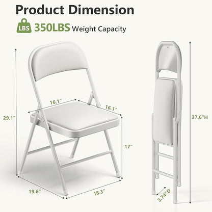 Folding Dining Table Set for 4, 5FT Foldable Plastic Table with Carrying Handle & 4 PU Leather Padded Folding Chairs, Portable Table and Chairs Set for Indoor Outdoor, Party, Wedding, Picnic, Camping