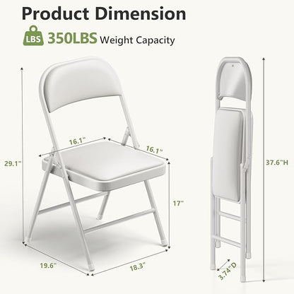 Folding Dining Table Set for 8, 8FT Foldable Plastic Table with Carrying Handle & 8 PU Leather Padded Folding Chairs, Portable Table and Chairs Set for Indoor Outdoor, Party, Wedding, Picnic, Camping